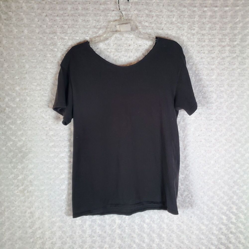 Women's Black Round Neck Shirt Size M - Picture 3 of 7